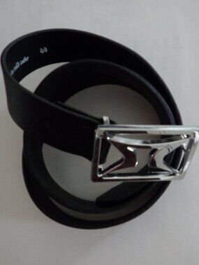 Dress Belt Italian Saddle Leather Size 44 Black 1.5"WX 62.5"L Removable Buckle